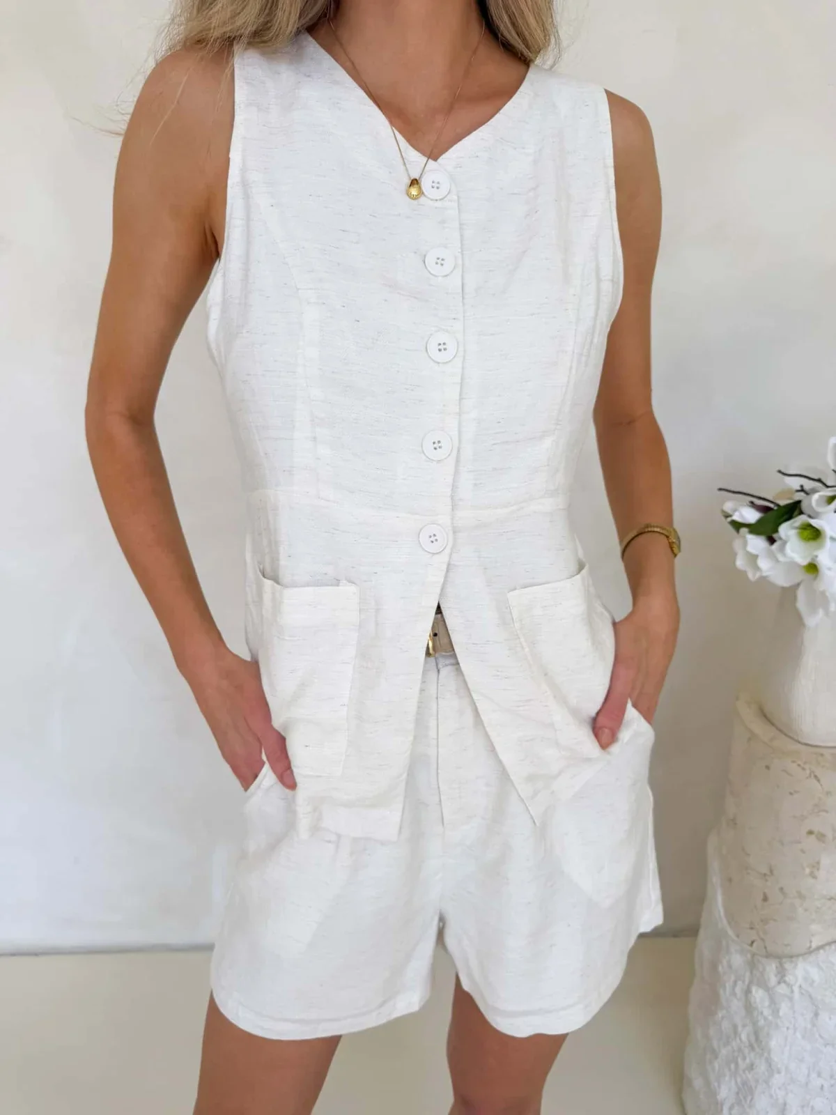 Amie Shorts - Vanilla Fleck - Image 6