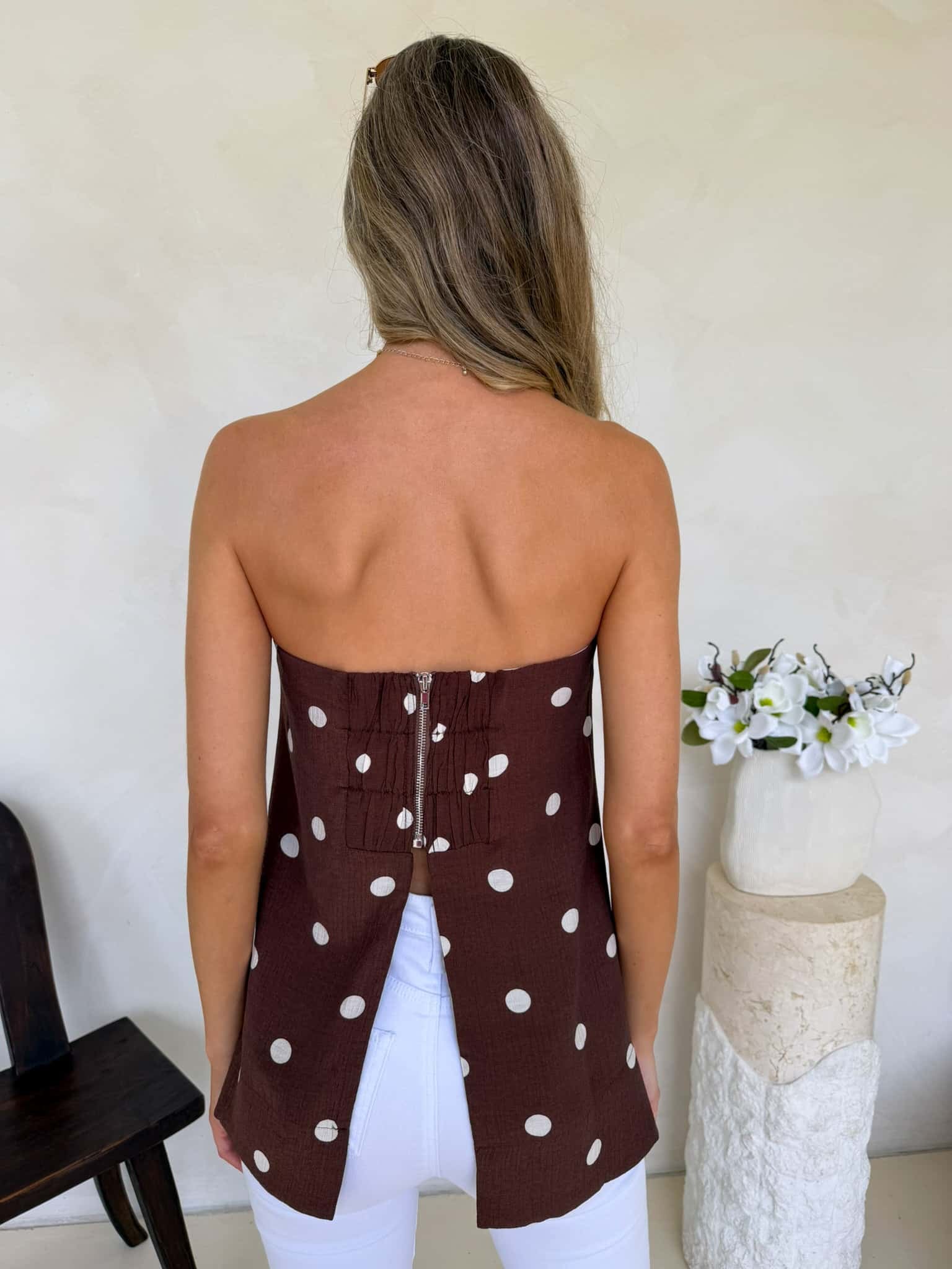 Blair Top - Cappuccino Polka Dot - Image 4