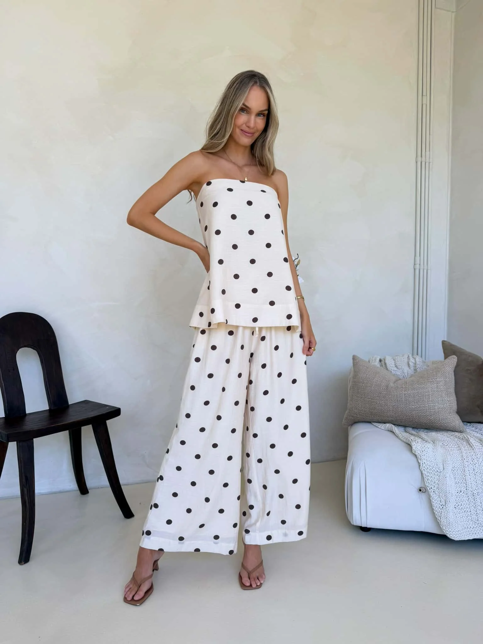 Blair Top - Crème Cafe Polka Dot - Image 3