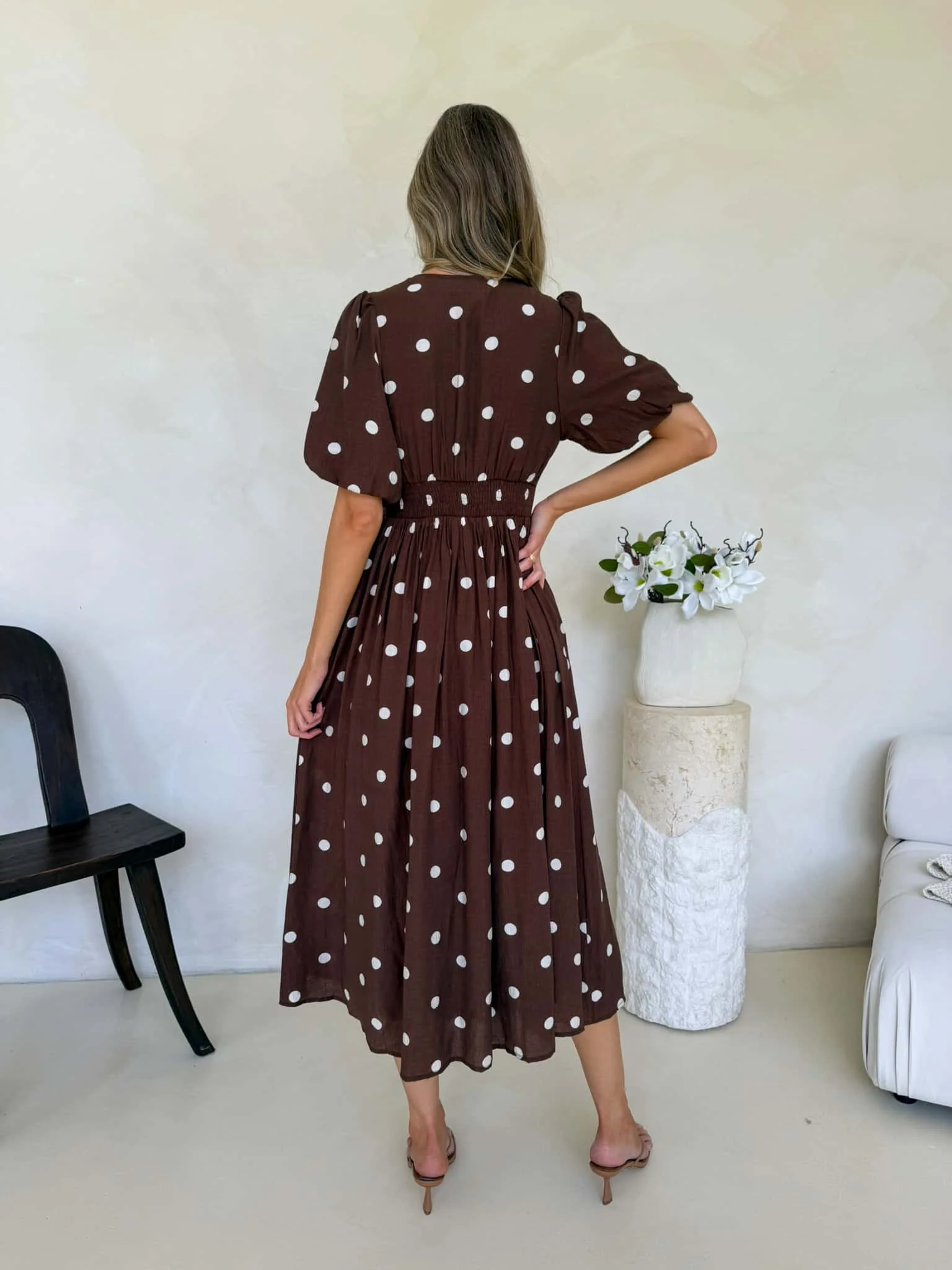 Bonnie Dress - Cappuccino Polka Dot - Image 8
