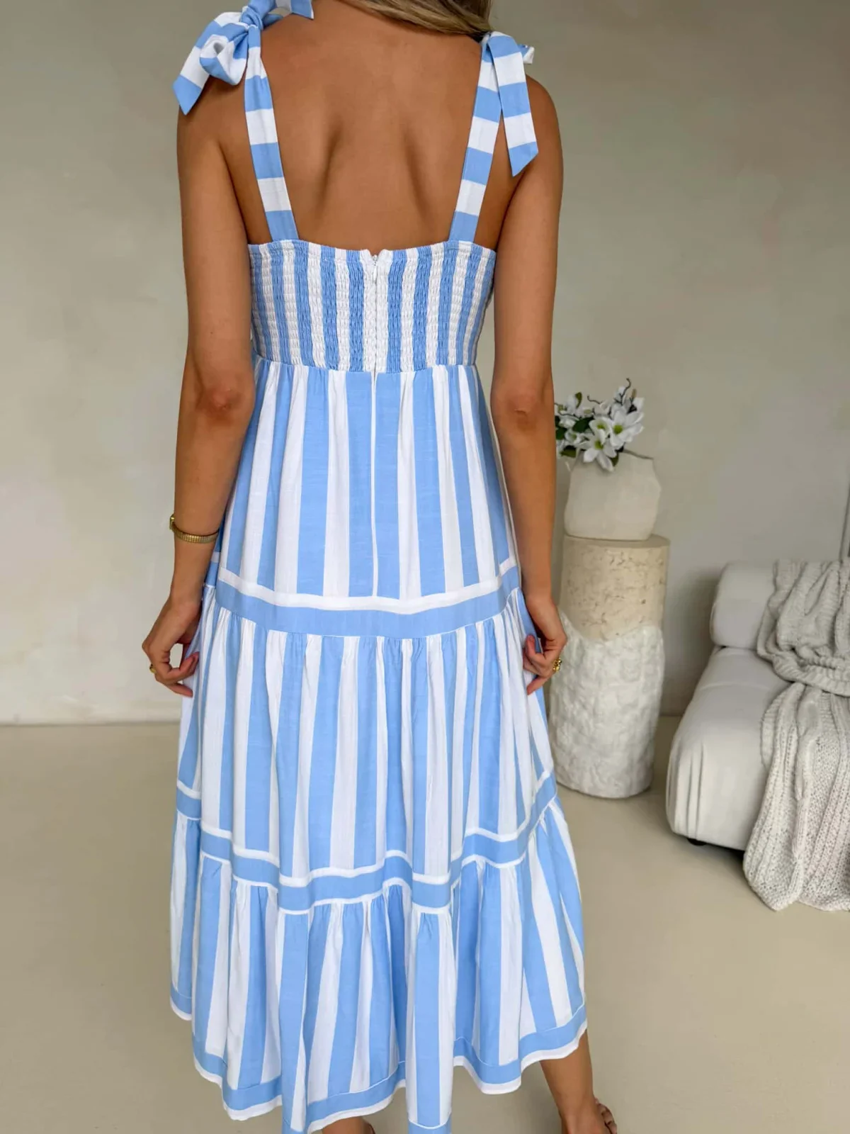 Cleo Maxi Dress - Blue Stripe - Image 4
