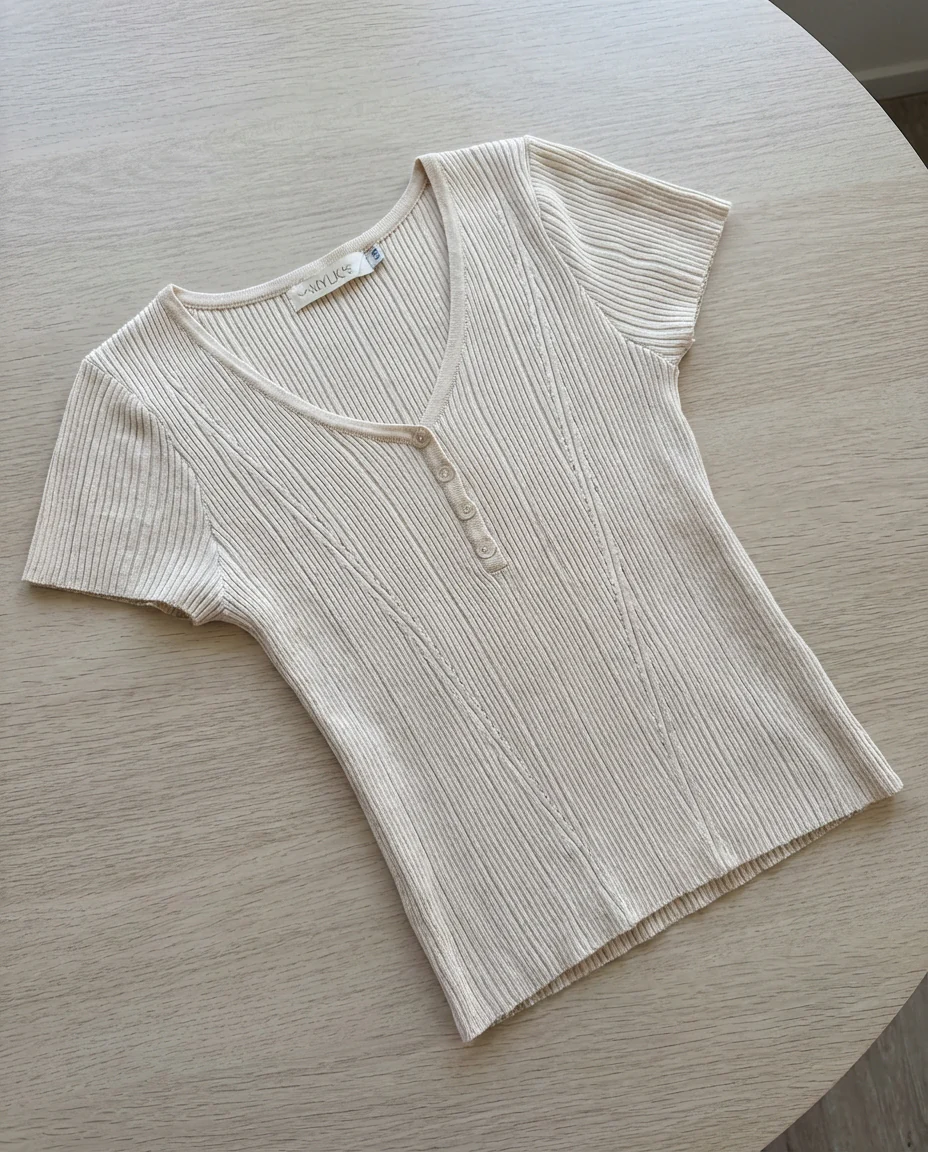 Esme Knit Tee - Beige - Image 3
