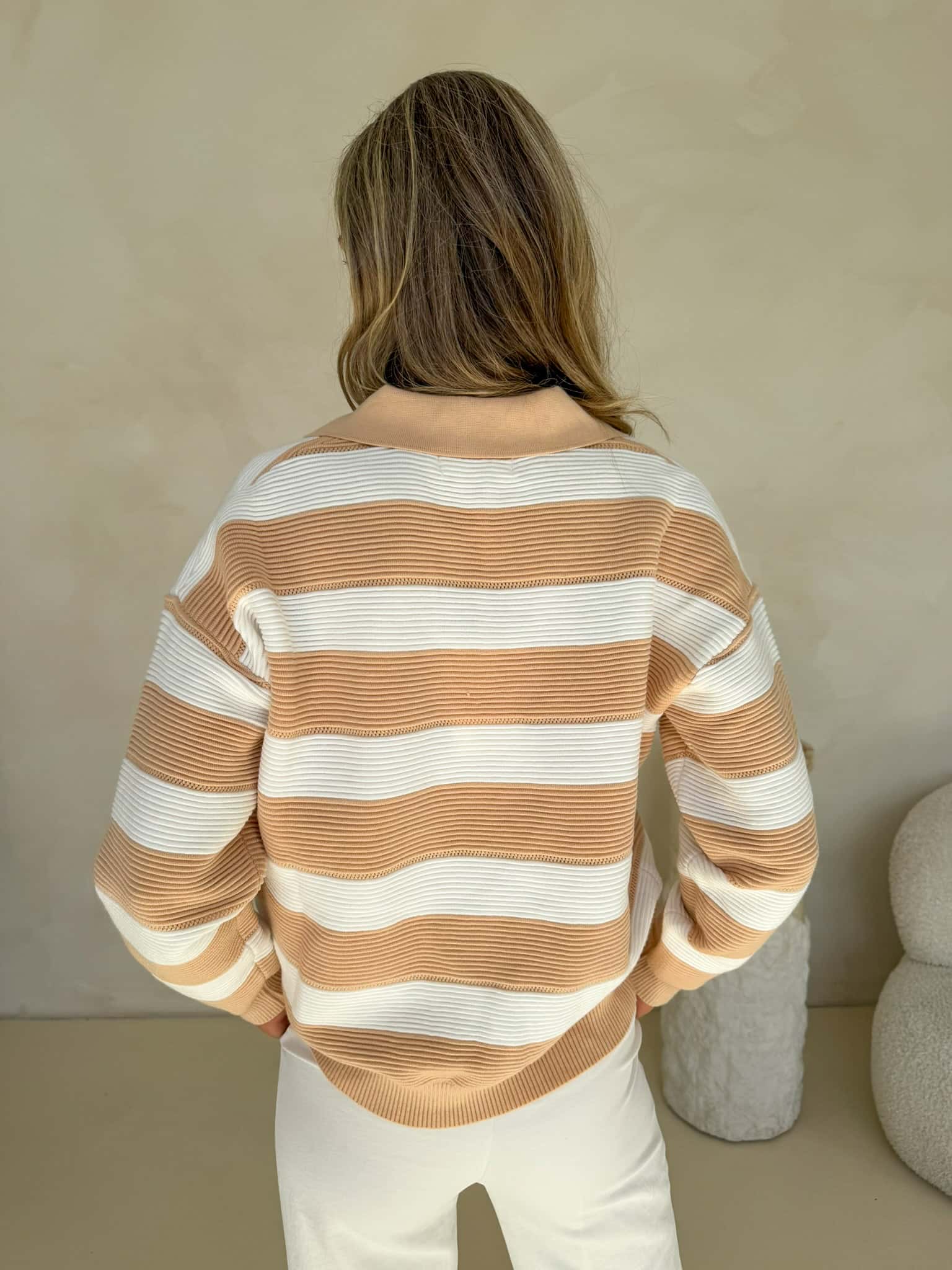 Harlow Knit - Beige & White - Image 3