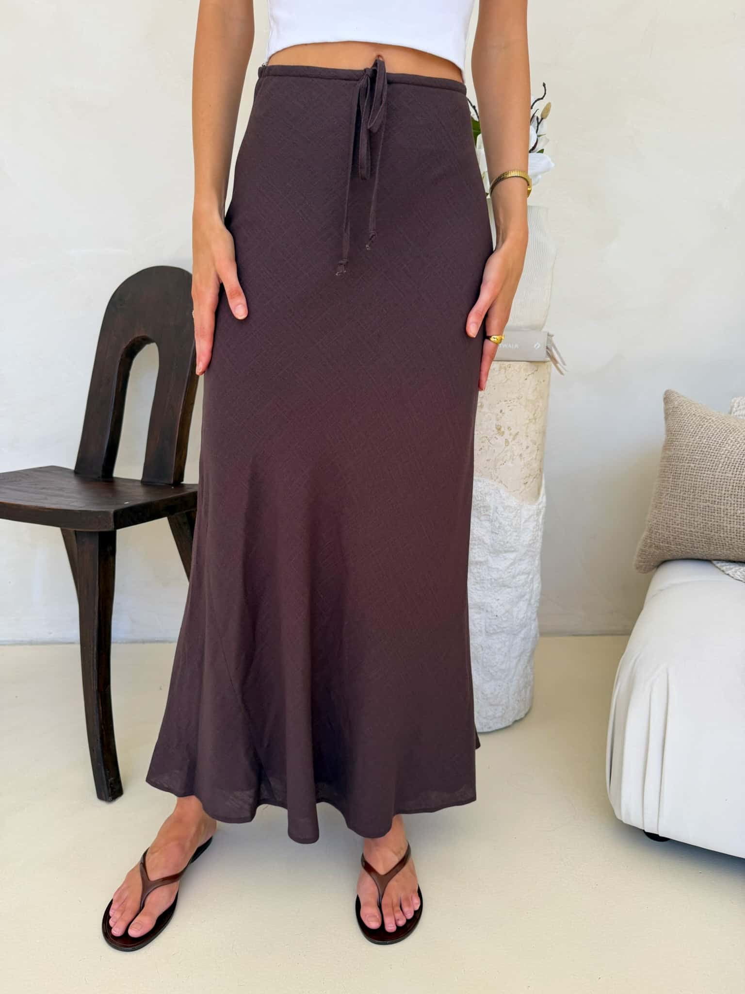 Kora Maxi Skirt - Dark Brown - Image 3