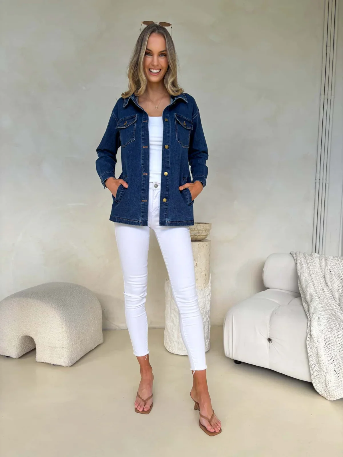 Mila Denim Jacket - Dark Denim - Image 4