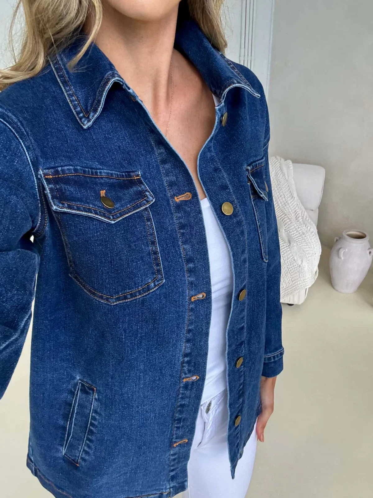 Mila Denim Jacket - Dark Denim - Image 5