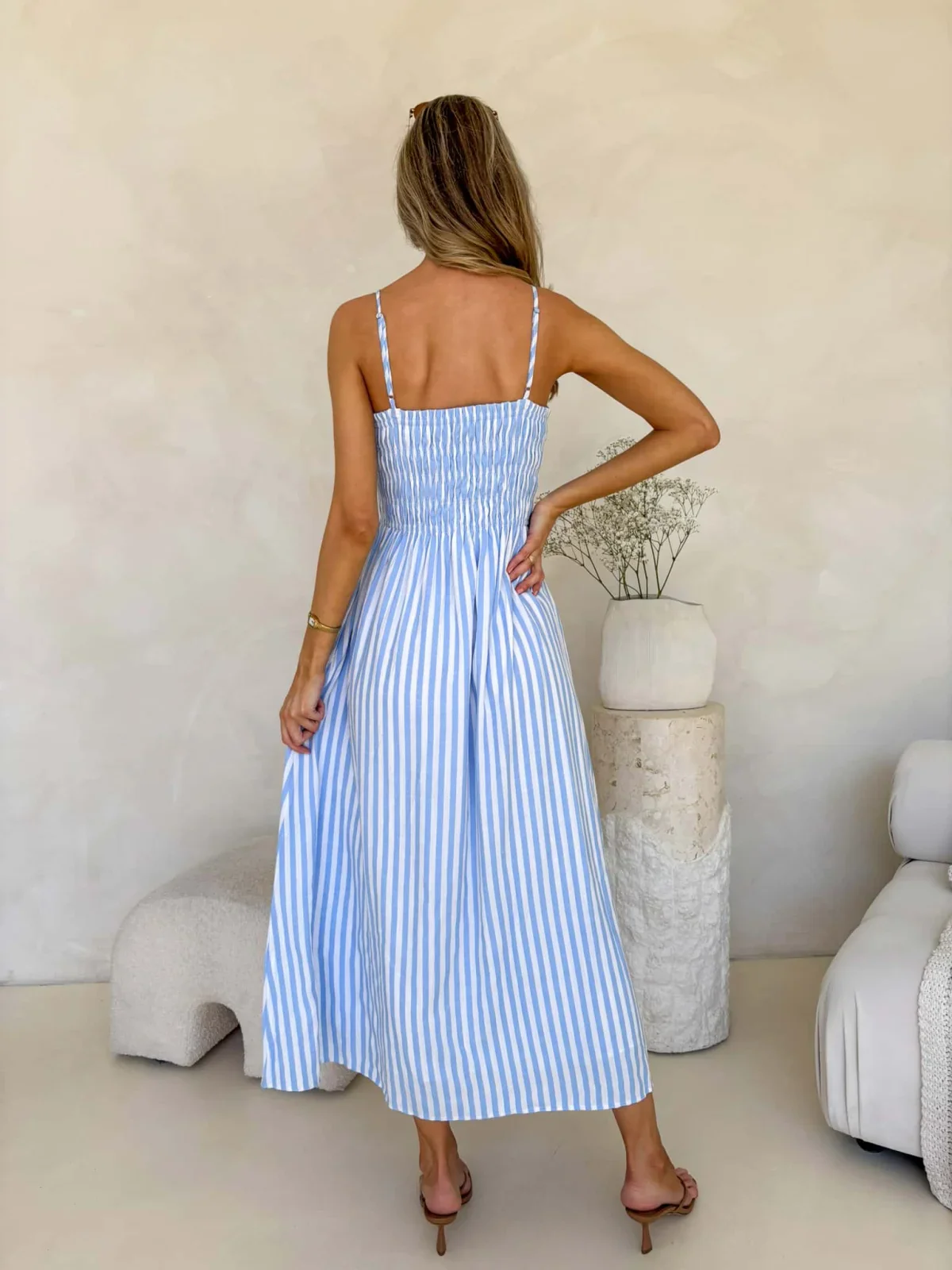Palm Cove Dress - Blue & White Stripe - Image 3