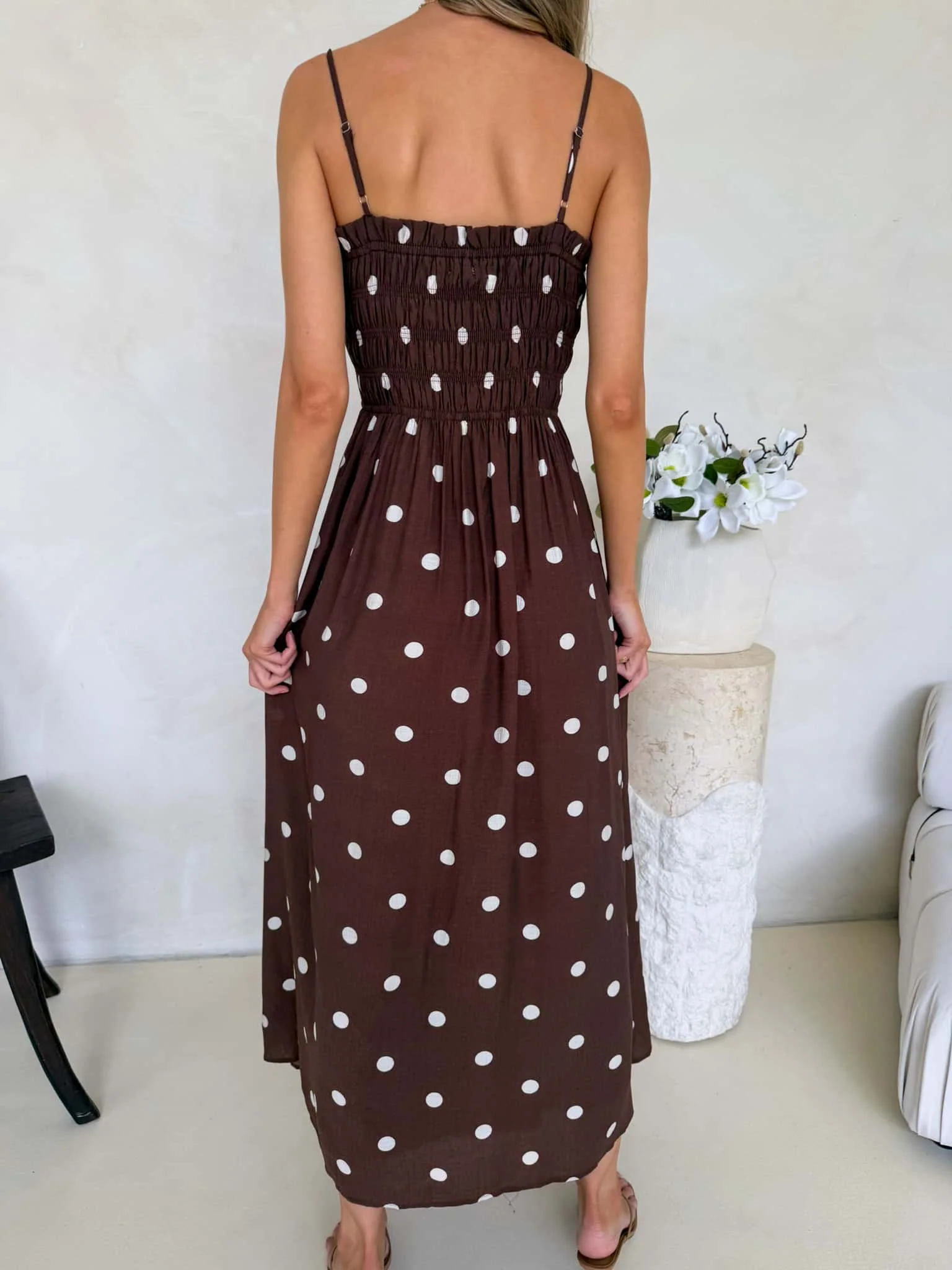 Palm Cove Dress - Cappuccino Polka Dot - Image 7