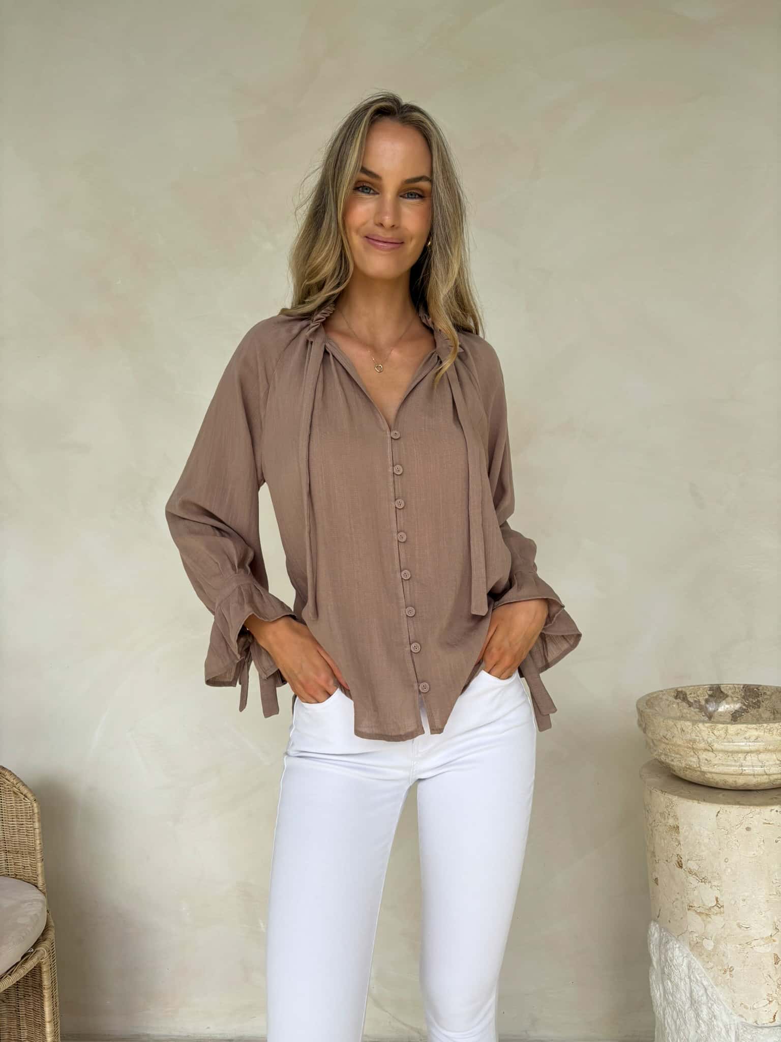 Palos Blouse - Taupe - Image 4