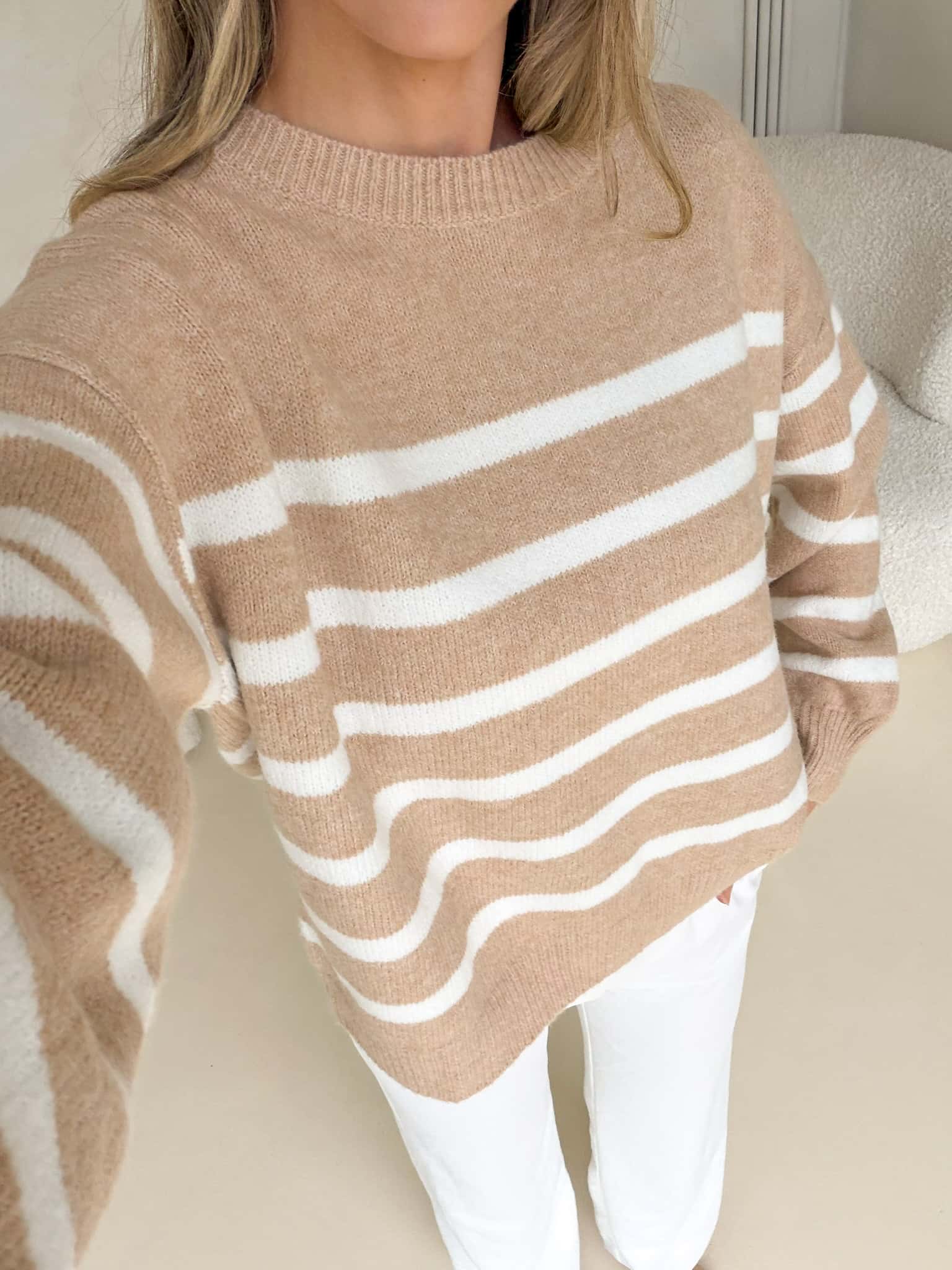 Rosalie Knit - Beige & White Stripe - Image 3