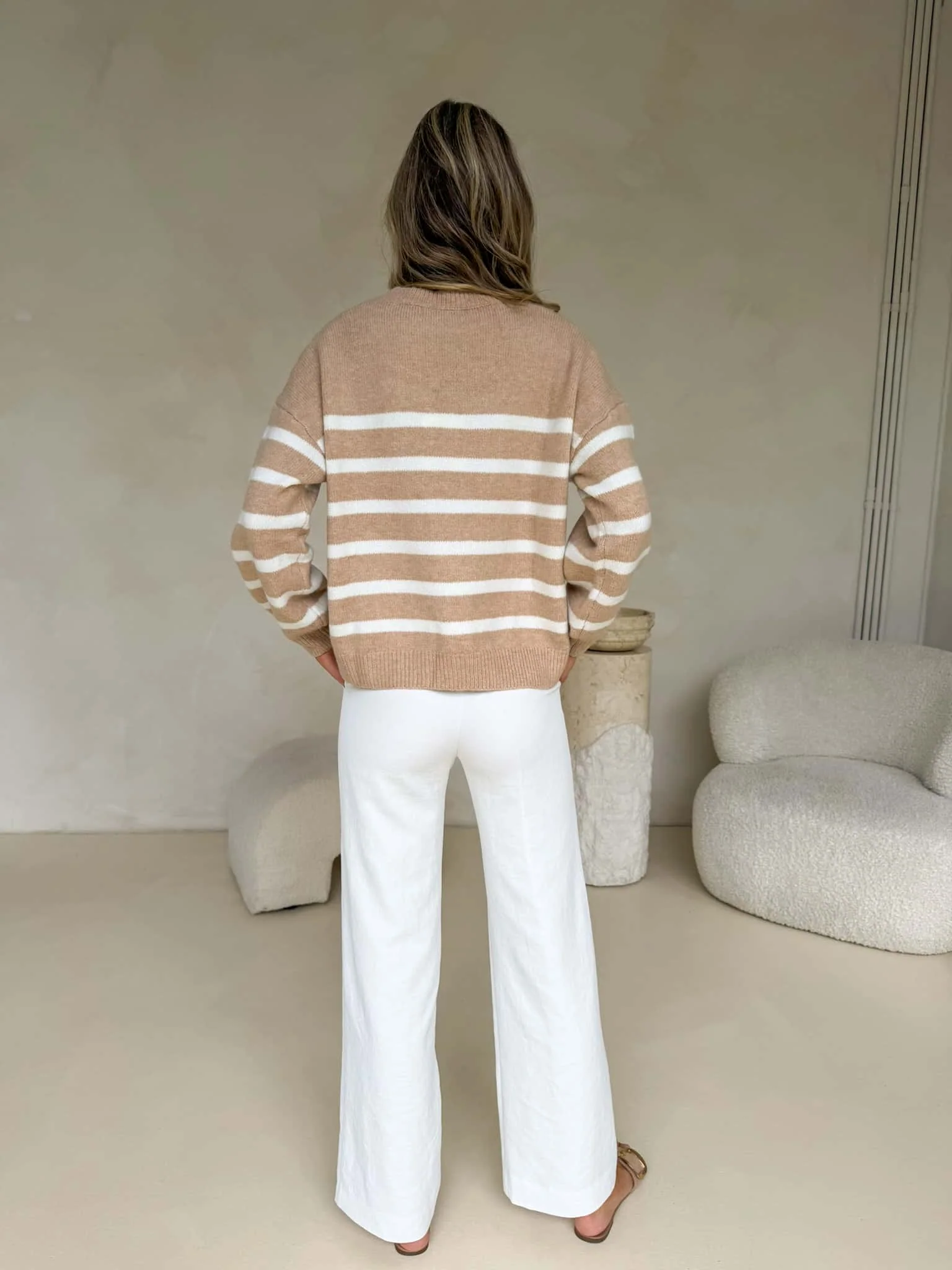 Rosalie Knit - Beige & White Stripe - Image 4