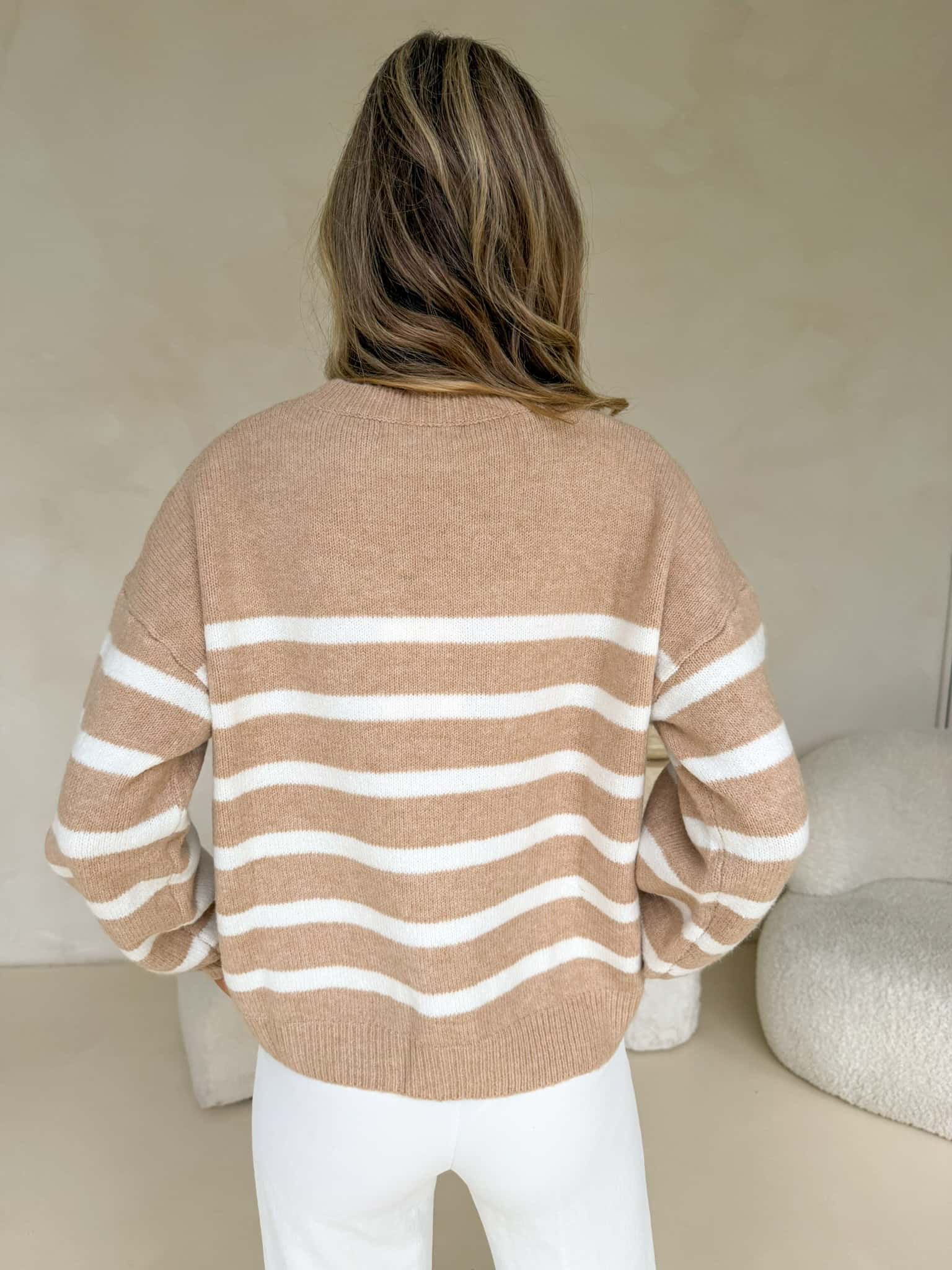 Rosalie Knit - Beige & White Stripe - Image 5