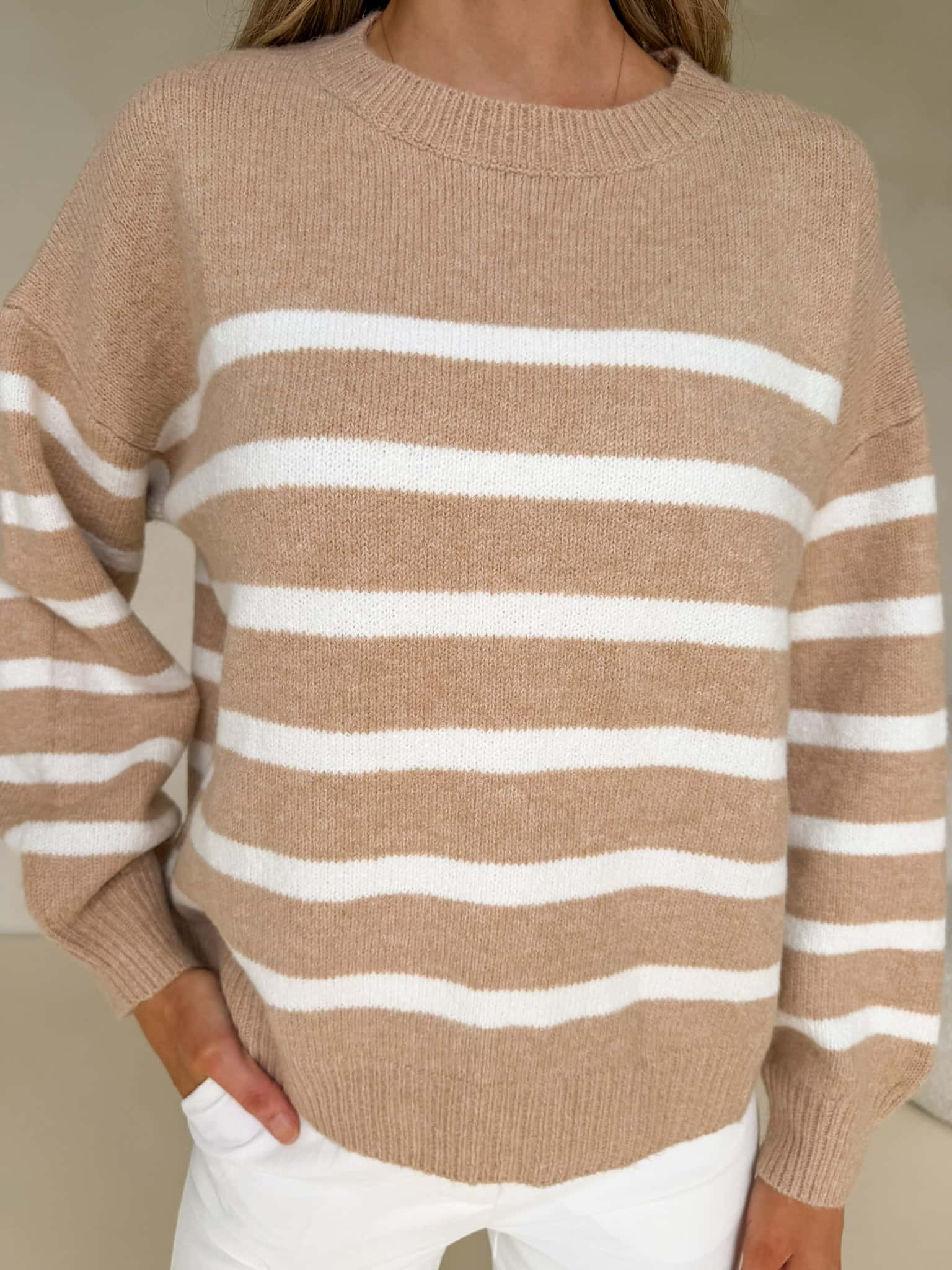 Rosalie Knit - Beige & White Stripe - Image 6